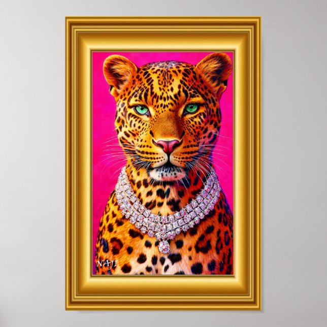 Affiche Luxury Leopard Portrait with Diamond Necklace – Bo (Devant)