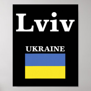 Affiche Lviv Ukraine et le drapeau ukrainien de l'Ukraine