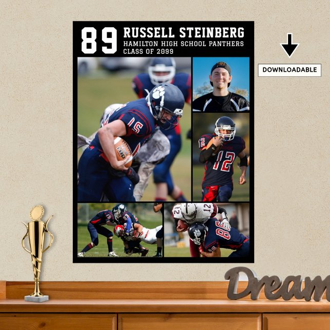 Affiche Lycée Sports Senior 5 Photo Collage Grad (Créateur téléchargé)