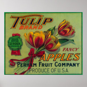 Affiche Lynden, Washington Tulip Étiquette Apple Crate