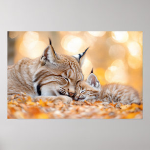 Affiche Lynx Animal Sauvage Affectueux Dans Un Environneme
