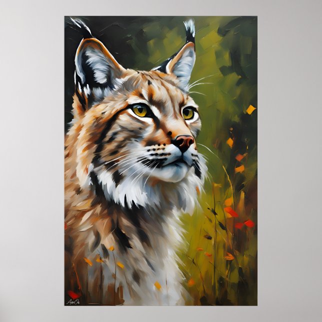 Affiche | Lynx Cat | Style de peinture à l'huile (Devant)