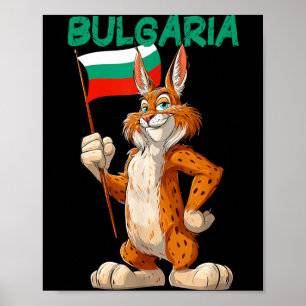 Affiche Lynx de dessin animé drôle avec costume de drapeau