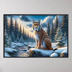Affiche Lynx eurasienne majestueuse dans une nature sauvag