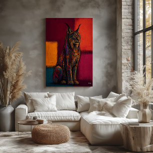 Affiche Lynx Expressionniste dans des Champs de Couleurs A