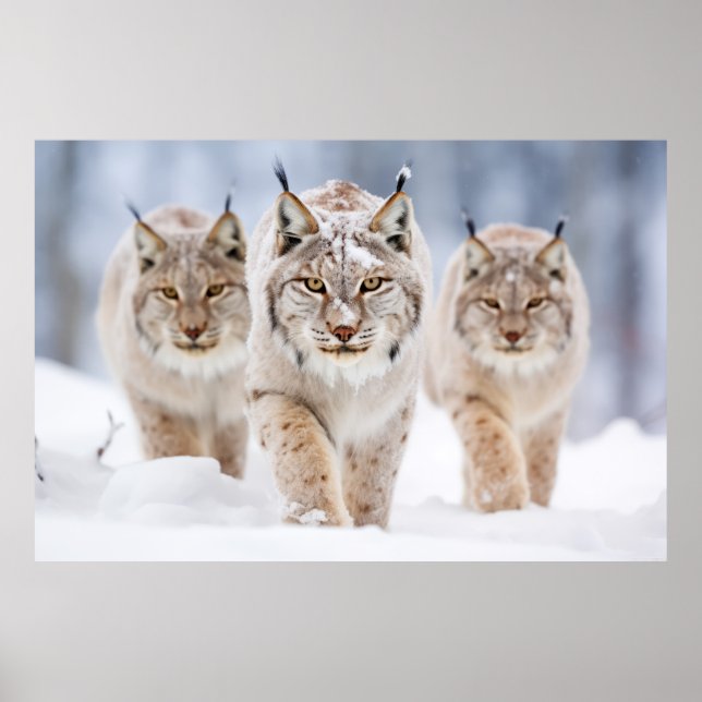 Affiche Lynx Famille d'animaux errants Nature (Devant)