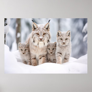 Affiche Lynx Famille d'animaux errants Nature