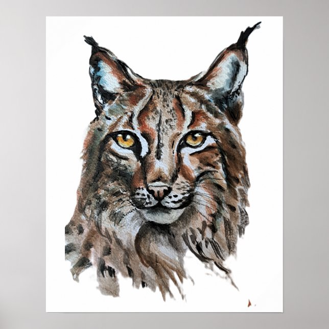 Affiche Lynx - Spirit Animal, Aquarelle Totem Joga Guide (Devant)