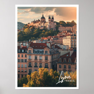 Affiche Lyon France Art Voyage célèbre place