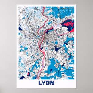 Affiche Lyon - France MilkTea City Carte