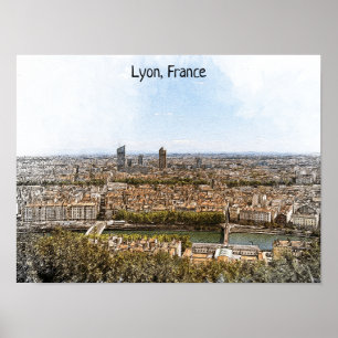 Affiche Lyon France Panorama