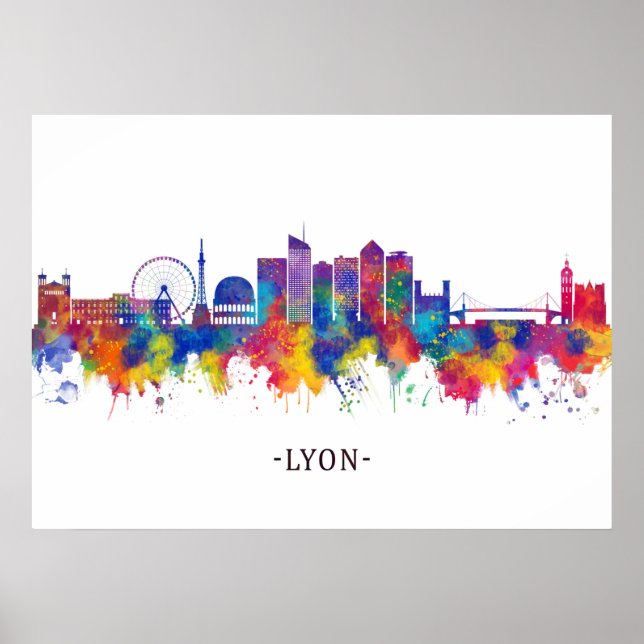 Affiche Lyon France Skyline (Devant)