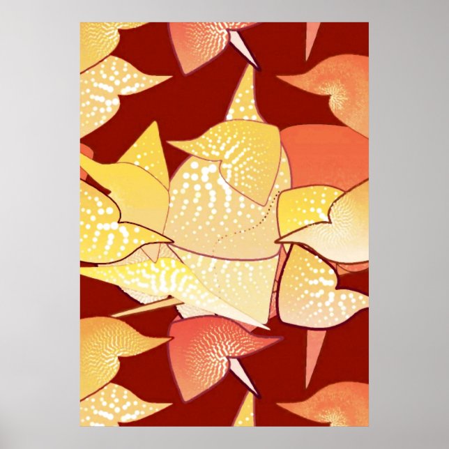 Affiche "Lys Aliens" Abstrait - Rouille et or (Devant)