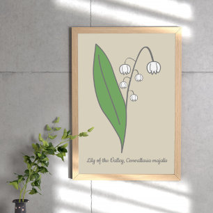 Affiche Lys botanique de la Fleur de Vallée Pastel