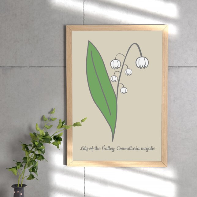 Affiche Lys botanique de la Fleur de Vallée Pastel (Botanical Lily of the Valley Poster)