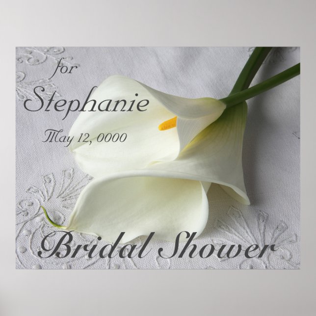 Affiche Lys calla blancs sur du lin (Devant)