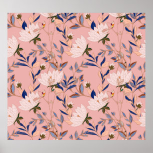 Affiche Lys crème Beige : Arrière - plan rose sans couleur