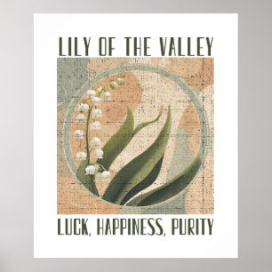 Affiche Lys de la vallée mai Mois de naissance Fleur Vinta