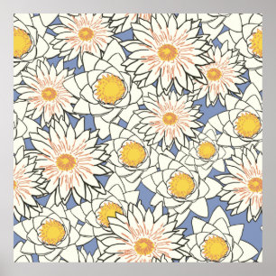 Affiche Lys de lotus motifs à fleurs