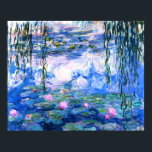 Affiche Lys d'eau rose Monet<br><div class="desc">Un poster de nénuphars rose Monet représentant de belles nénuphars roses flottant dans un étang bleu calme avec des nénuphars. Un grand cadeau Monet pour les amateurs d'impressionnisme et d'art français. Impressionnisme nature serein avec de belles fleurs et paysage d'étang pittoresque.</div>