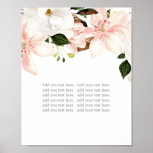 Affiche Lys floral rose vif fleurs de lys blanc signe