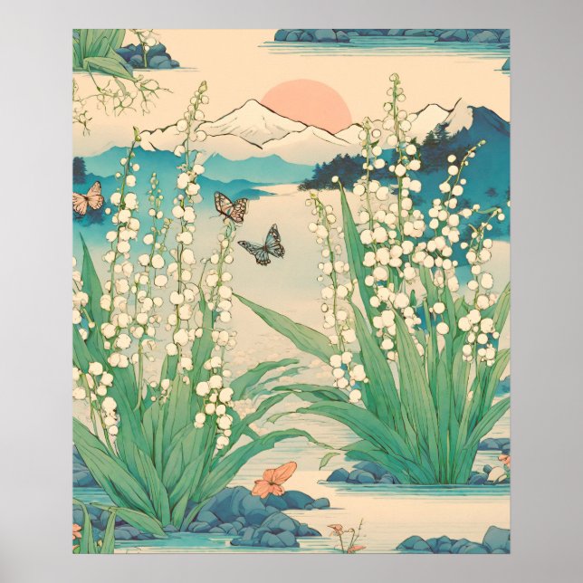 Affiche Lys japonais de la vallée mai Fleur du mois de nai (Devant)