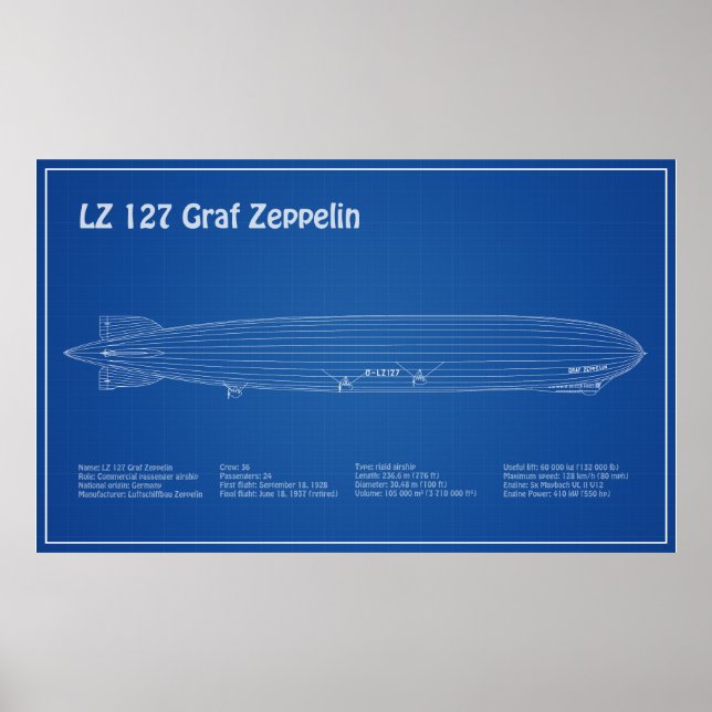 Affiche LZ 127 Graf Zeppelin - Plan directeur des navires  (Devant)