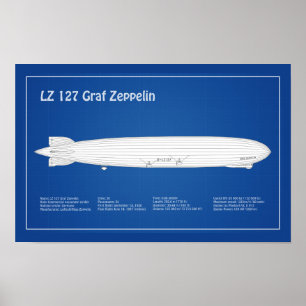 Affiche LZ 127 Graf Zeppelin - Plan directeur des navires 