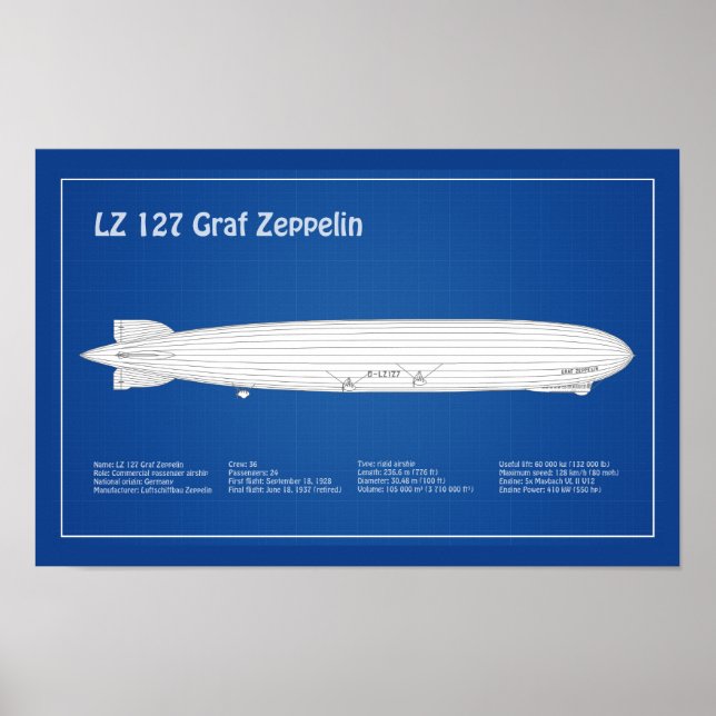 Affiche LZ 127 Graf Zeppelin - Plan directeur des navires  (Devant)