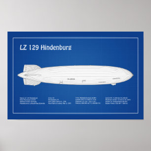 Affiche LZ 129 Hindenburg - Plan directeur des avions ABD