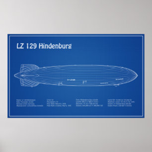 Affiche LZ 129 Hindenburg - Plan directeur des avions AD
