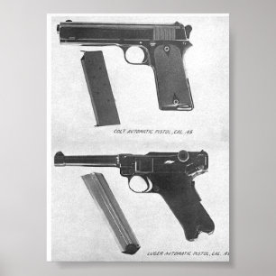 Affiche m1911 contre le pistolet du Luger P08