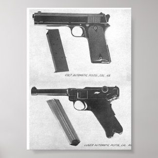 Affiche m1911 vs Luger P08 pistol