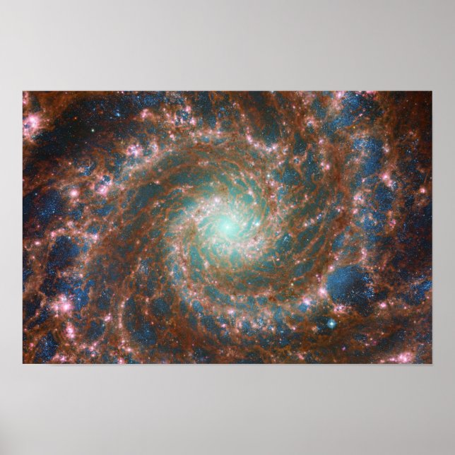 Affiche M74 Galaxie spirale | NGC 628 | Hubble & JWST (Devant)