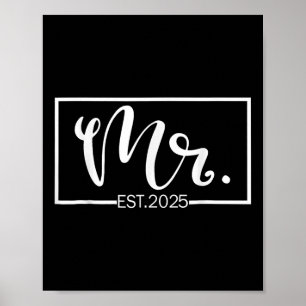 Affiche M. Est. 2025 Juste Marié Mariage Hubby M. &amp ;