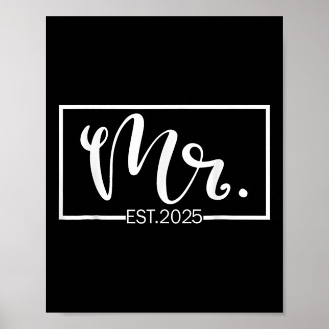 Affiche M. Est. 2025 Juste Marié Mariage Hubby M. &amp ; (Devant)