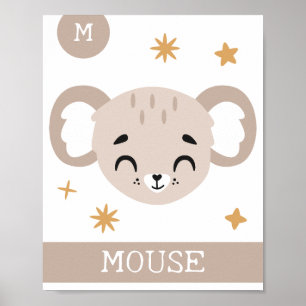 Affiche M est pour Souris, Nounours, Chambre, Enfants, Déc