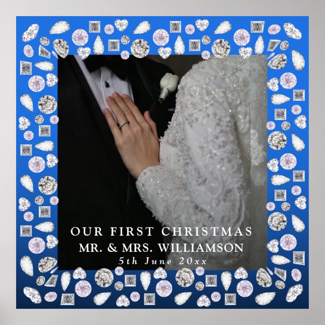 Affiche M. Mme First Christmas Photo Mariage Carré Sticke (Devant)