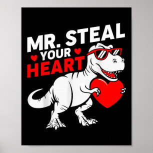 Affiche M. Steal Your Heart Valentine Day Dinosaur Boys