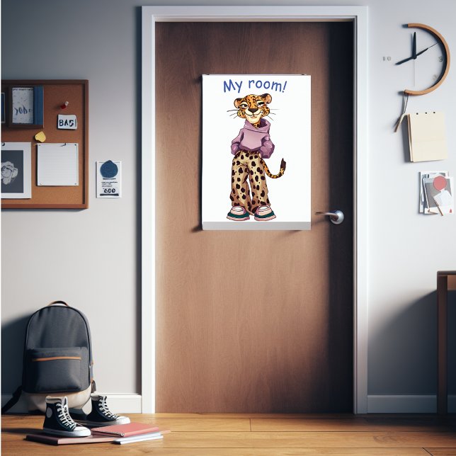 Affiche Ma chambre ado fun fille cheetah (A "my room" poster for the teenager girl in your life. Christmas gift for her.)