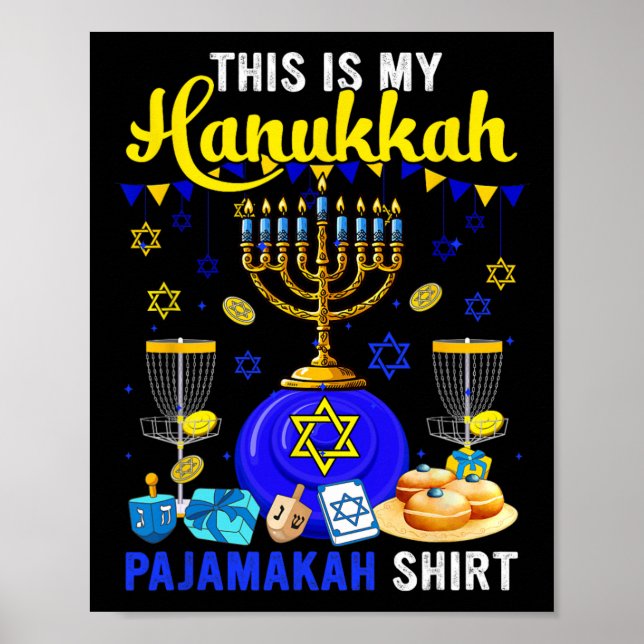Affiche Ma chemise de pyjama de Hanukkah joueur de golf de (Devant)