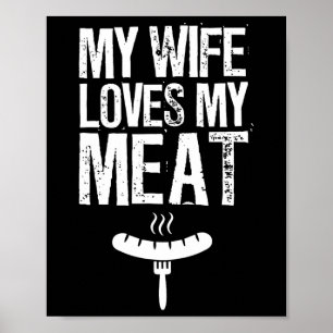 Affiche Ma Femme Aime Ma Viande Drôle Grillation Barbecue