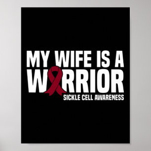 Affiche Ma Femme Est Un Guerrier Burgundy Ribbon Cellule D