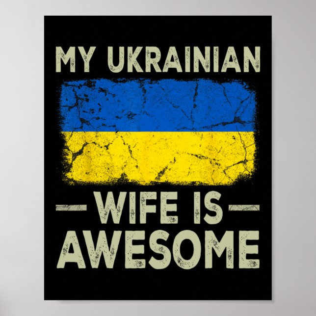 Affiche Ma femme ukrainienne est géniale Drapeau de l'Ukra (Devant)