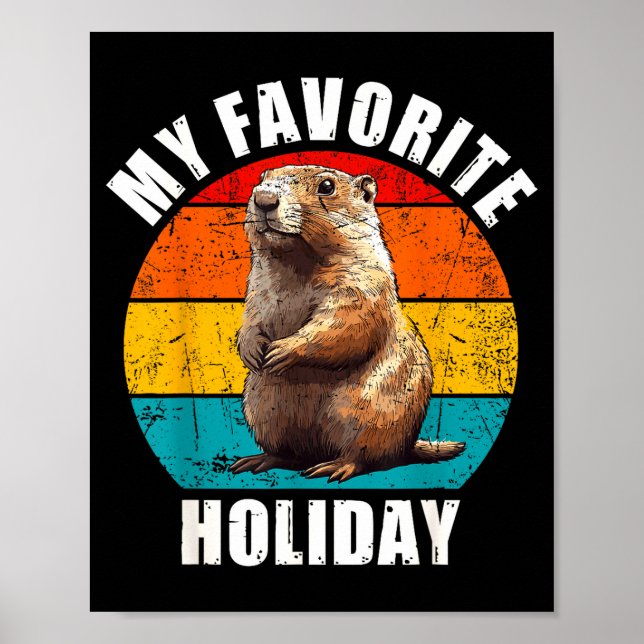 Affiche Ma fête préférée drôle Groundhog Day 2025 Rétro (Devant)