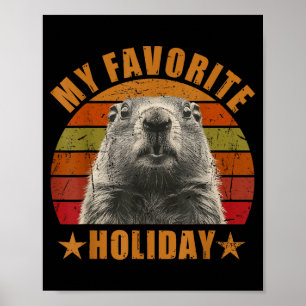 Affiche Ma fête préférée drôle rétro vintage marmotte