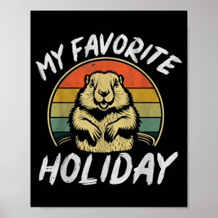 Affiche Ma fête préférée Rétro Ground Hog Drôle Groundh