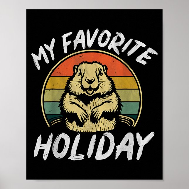 Affiche Ma fête préférée Rétro Ground Hog Drôle Groundh (Devant)