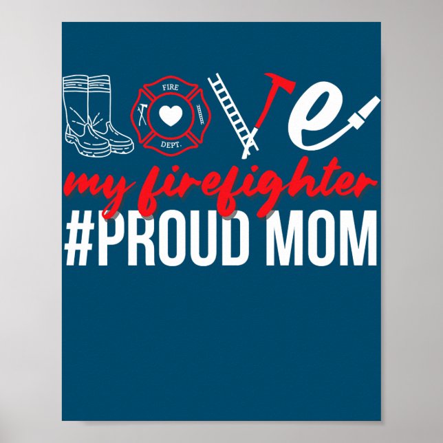 Affiche Ma fierté de pompier Maman pompier fier Feu (Devant)