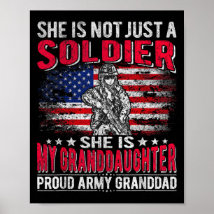 Affiche Ma Petite-Fille Mon Soldat Fier Armée Grand-Père G